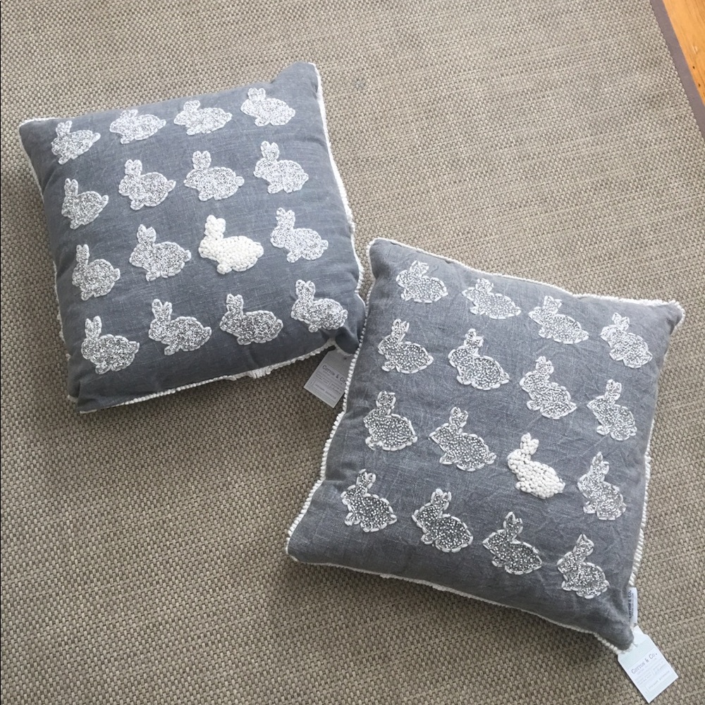 New decorative pillow covers with beaded bunnies